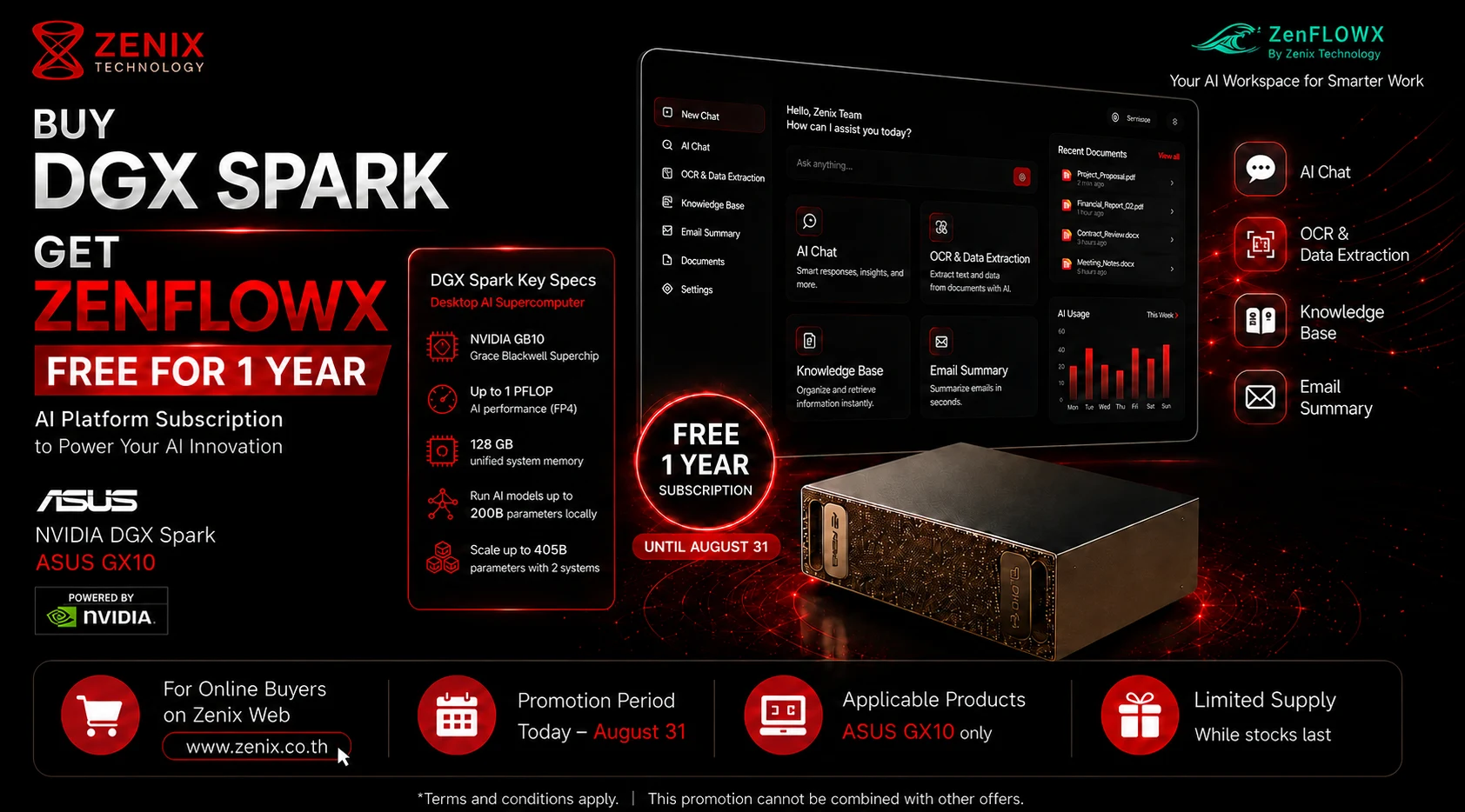 Buy NVIDIA DGX Spark and get a free one-year ZenFLOWX AI Platform subscription